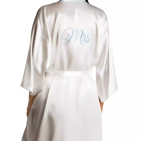 White and Pink Mrs. Robe with Chemise Set Size Medium Linea Donatella - Picture 6 of 14